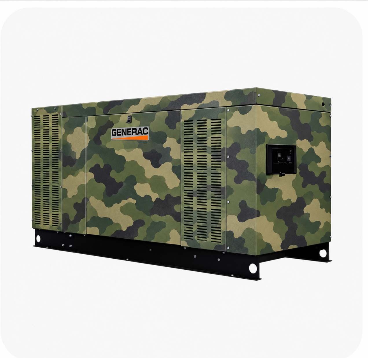 The liquid-cooled generator shown with an Army Camo GenSkinz wrap